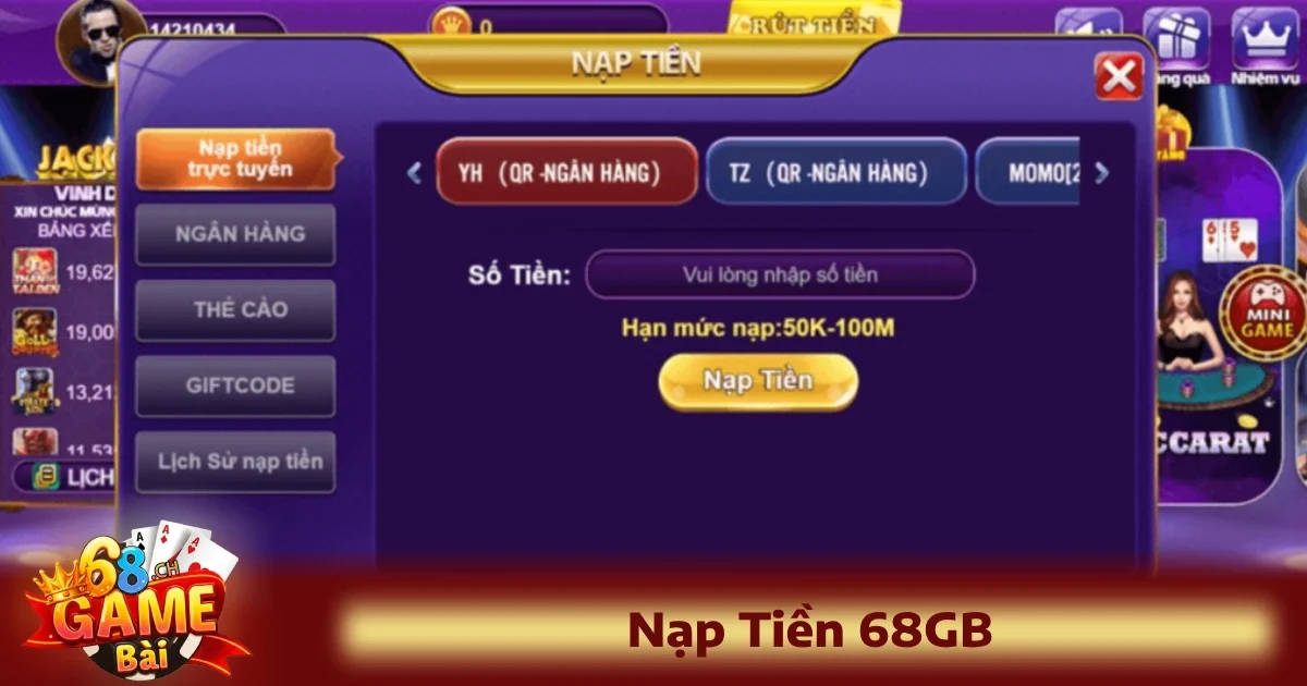 Nạp Tiền 68GB 3 Cách nạp tiền 68GB bằng mã QR và Auto banking