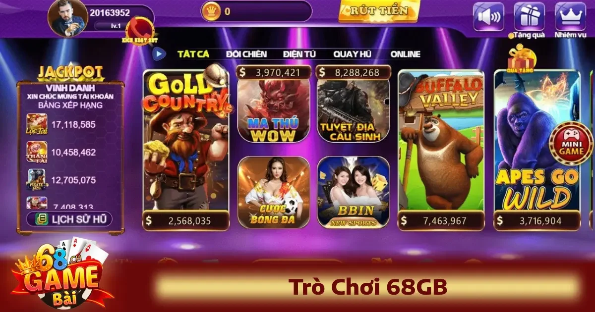 Các thể loại game nổi bật tại Trò chơi 68GB